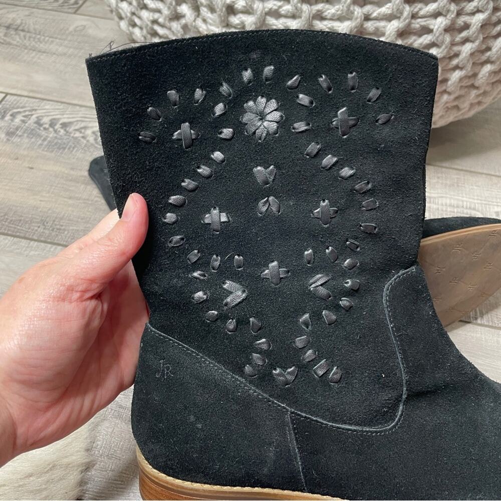 Jack Rogers Kaitlin Stitched Suede Boots Black Size 9.5M - Picture 5 of 10